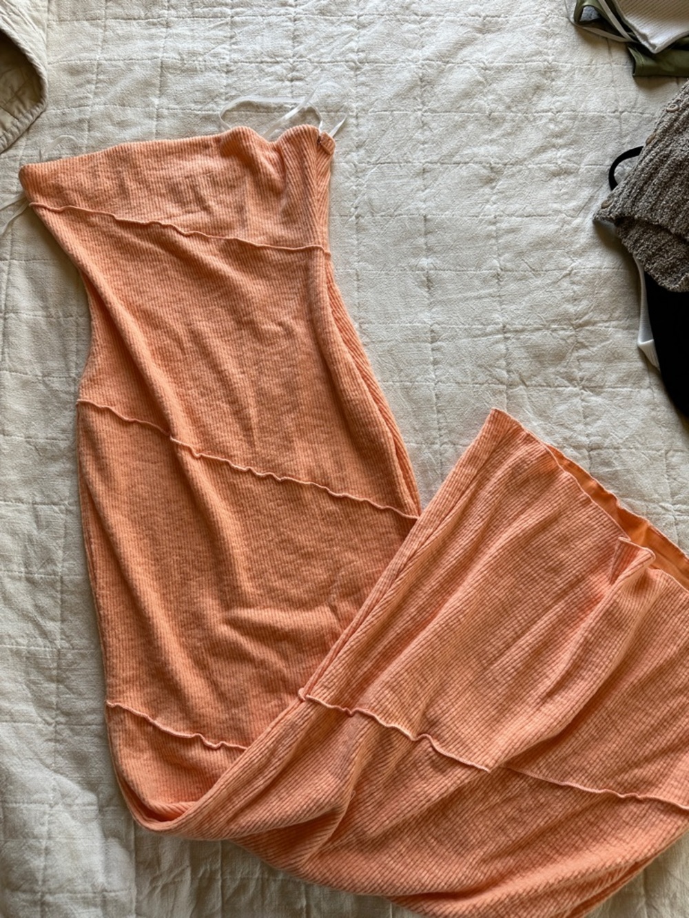 Princess Polly Peach Ribbed Midi/Maxi Dress